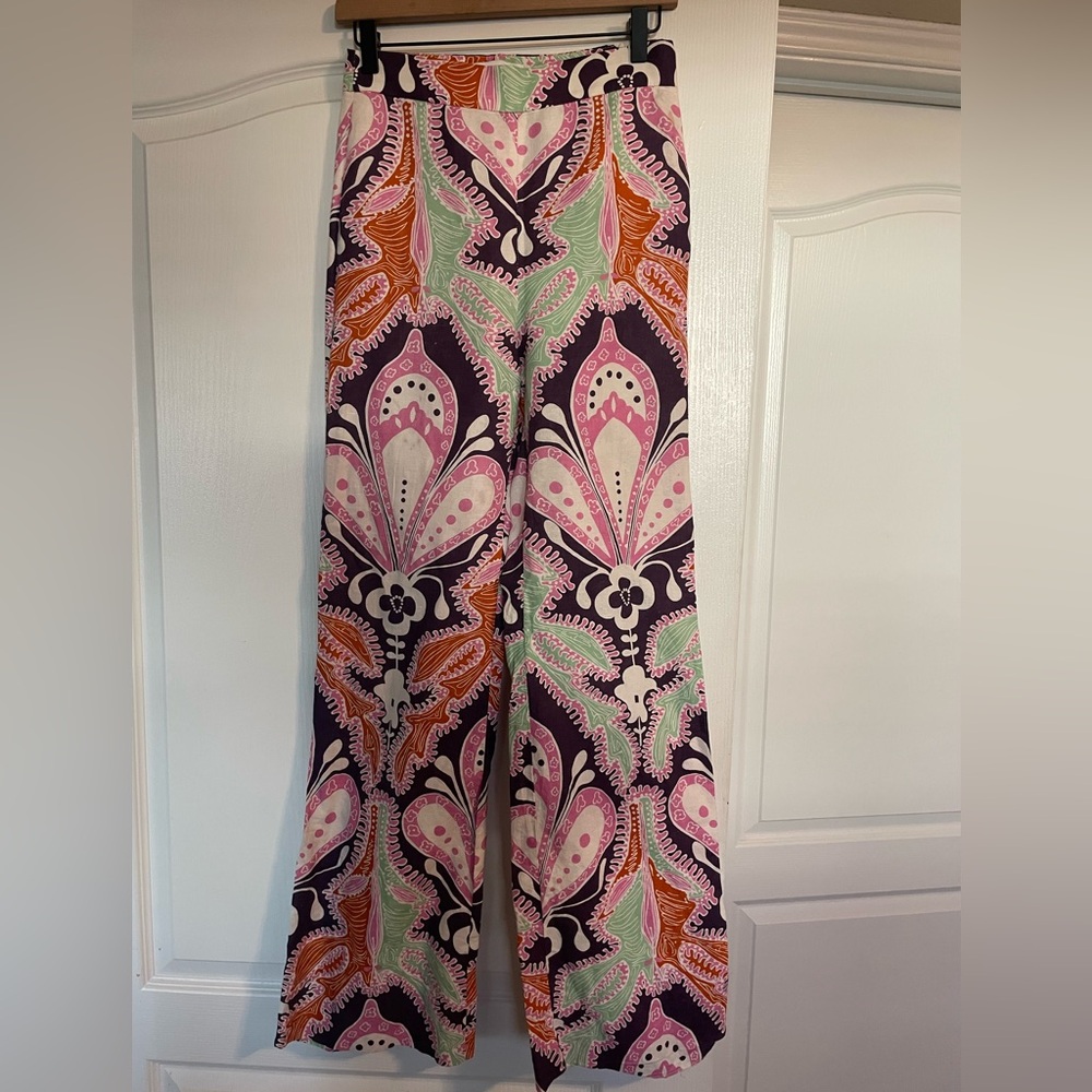 Zara Printed Wide Leg Trousers